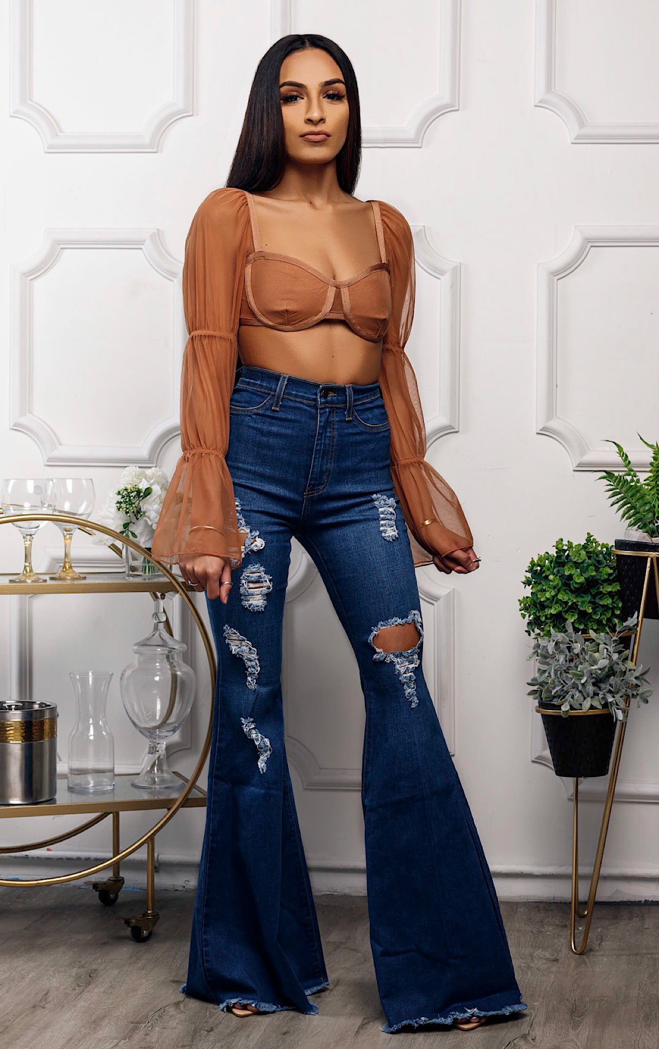 Body Bell Bottom Jeans (Dark Wash)